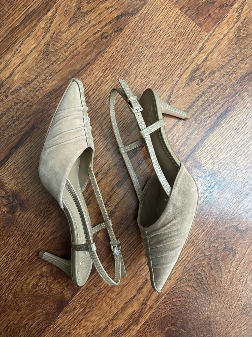 Vince Camuto Taupe Pointed Slingback Pumps - Picture 2 of 6